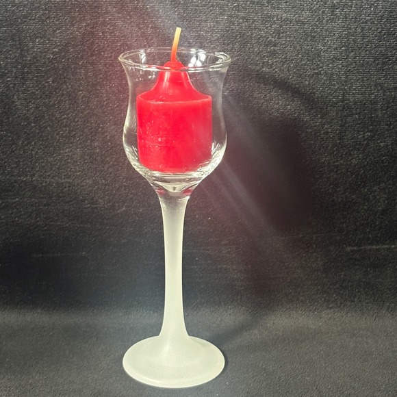 PartyLite Iced Crystal Frosted Stemmed Trio Set Glass Votive Candle Holders - Picture 4 of 7